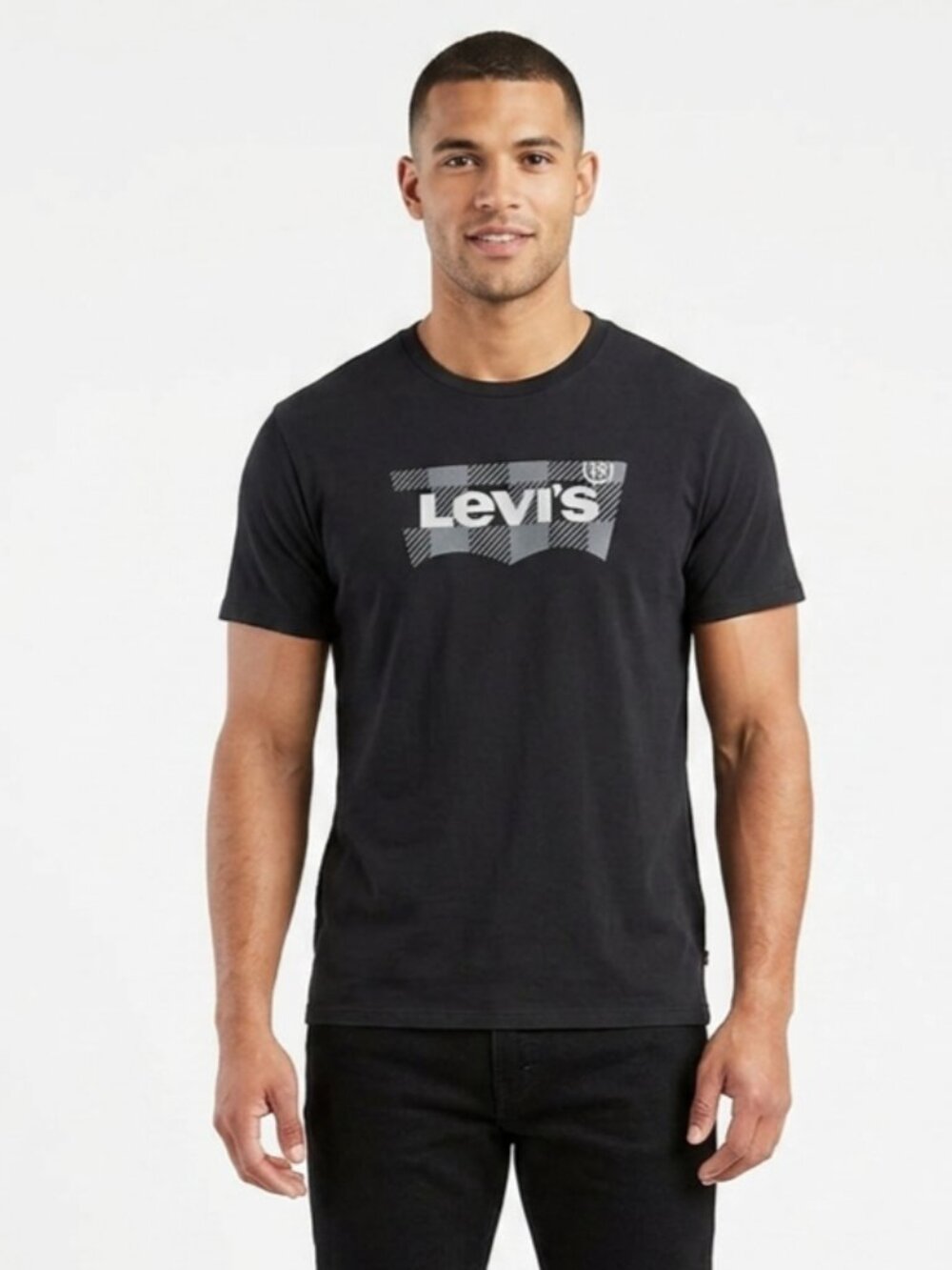 Levi’s Men’s Graphic T‑Shirt Black Gray Checkered Logo · Size XL
